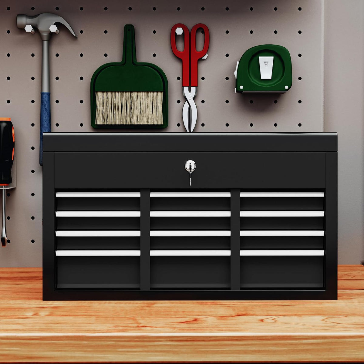 HOMCOM 6 Drawer Tool Chest Lockable Top Case 600mm x 260mm x 340mm Black