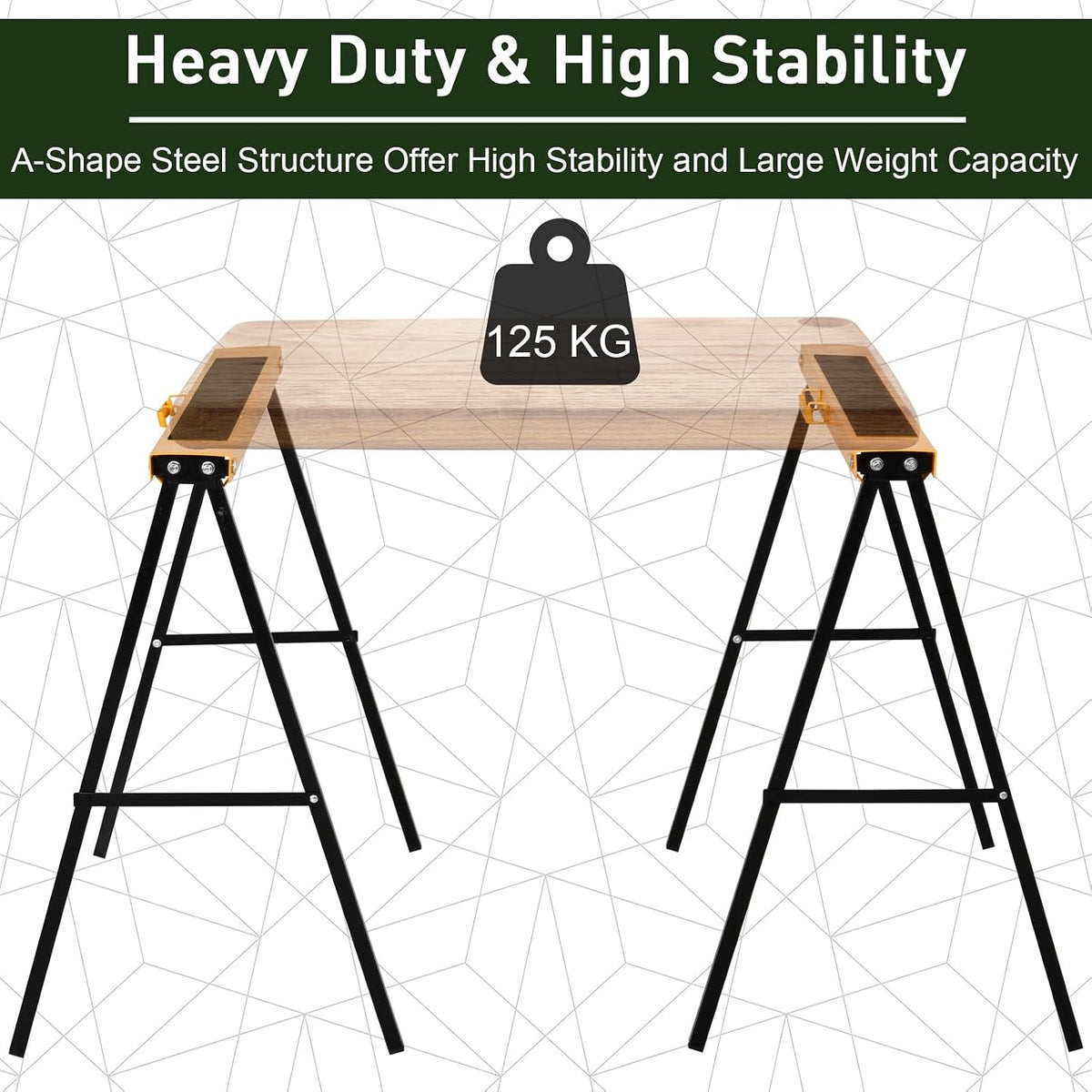 HOMCOM Saw Horse Twin Pack Folding Workbench Metal Trestle Stands 2PCS