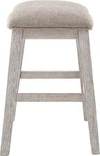Signature Design by Ashley Skempton Counter Height Bar Stool, Set of 2 | Space-saving 24-inch farmhouse design, Supportive 18.5-inch foam-cushioned saddle seat, Distressed wood frame with footrest