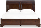 Signature Design by Ashley King Sleigh Storage Bed Frame, Brown | Hardwood solids, Select hardwood veneer and MDF substrate, King sleigh bed, Dark bronze-tone knobs, Trellington Series