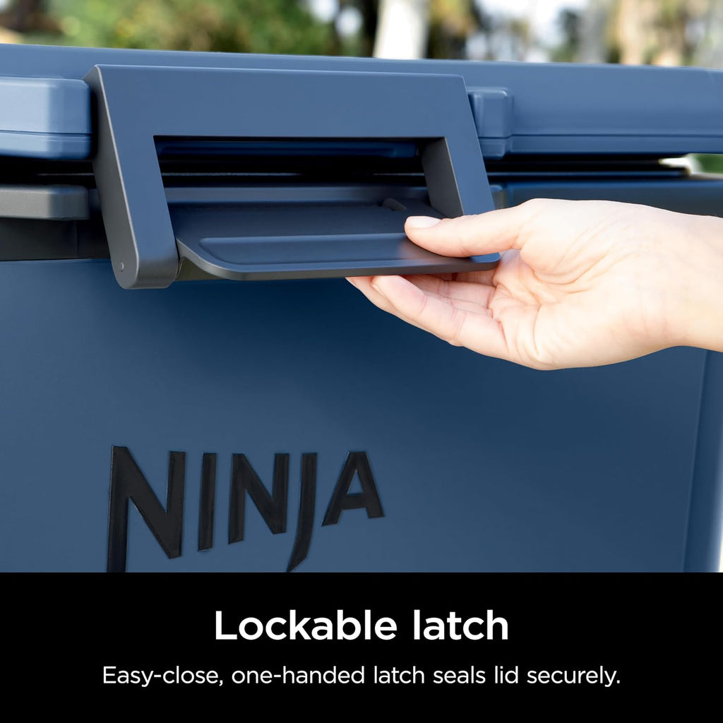 Ninja FrostVault 30qt Hard Cooler, Storage Drawer, Lakeshore Blue, FB131BL | Ninja FrostVault keeps food cool, dry & separate under 40°F for days, with 30-qt capacity holding up to 48 cans.