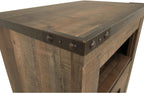 Signature Design by Ashley Trinell Nightstand with Charging Station | Dual USB ports, Engineered wood construction, Open storage cubby, Smooth-operating drawer, Antiqued bronze-tone hardware