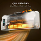 HOMCOM Electric Heater 2000W Ceramic Wall Mounted Space Heater Fan White