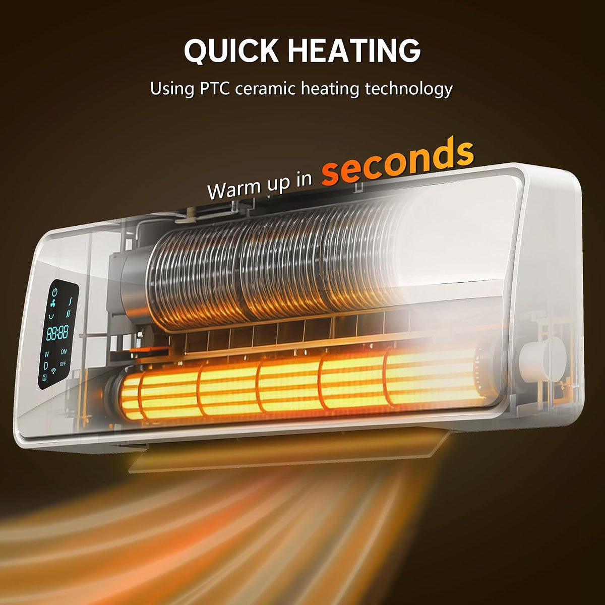 HOMCOM Electric Heater 2000W Ceramic Wall Mounted Space Heater Fan White