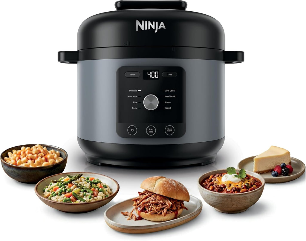 Ninja® HyperHeat™ 9-in-1 Pressure Cooker, 6.5-qt, Stone Purple, PC201SP | Cooks 2X faster, Sear, Sauté, Slow Cook, Steam & Sous Vide, 1200W, PFAS-free pot, removable SimpliServe™ pot for easy serving