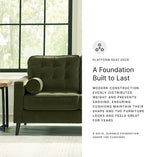 Signature Design by Ashley Loveseat, Olive Green Velvet, Reveon Lakes | Small loveseat for condo spaces, Olive green velvet upholstery, Anti-sag platform foundation, No assembly required