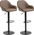 HOMCOM Adjustable Bar Stools Set of 2, Swivel Barstools with Footrest and Backrest, PU Leather and Steel Base, for Kitchen Counter and Dining Room, Dark Brown