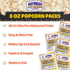 Movie Theater Style 12-Count Popcorn Packs - Pre-Measured 8-Ounce All-in-One Kernel, Salt, Oil Packets for Popping Machines by Great Northern Popcorn
