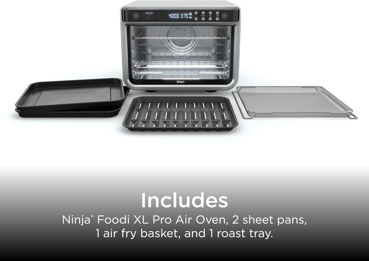 Ninja Foodi XL Pro Air Fry Oven, 10-in-1, Stainless Steel, DT201 | Fits 5 lb chicken, Air fry, roast, bake, broil, toast, dehydrate, reheat, pizza, 1800W
