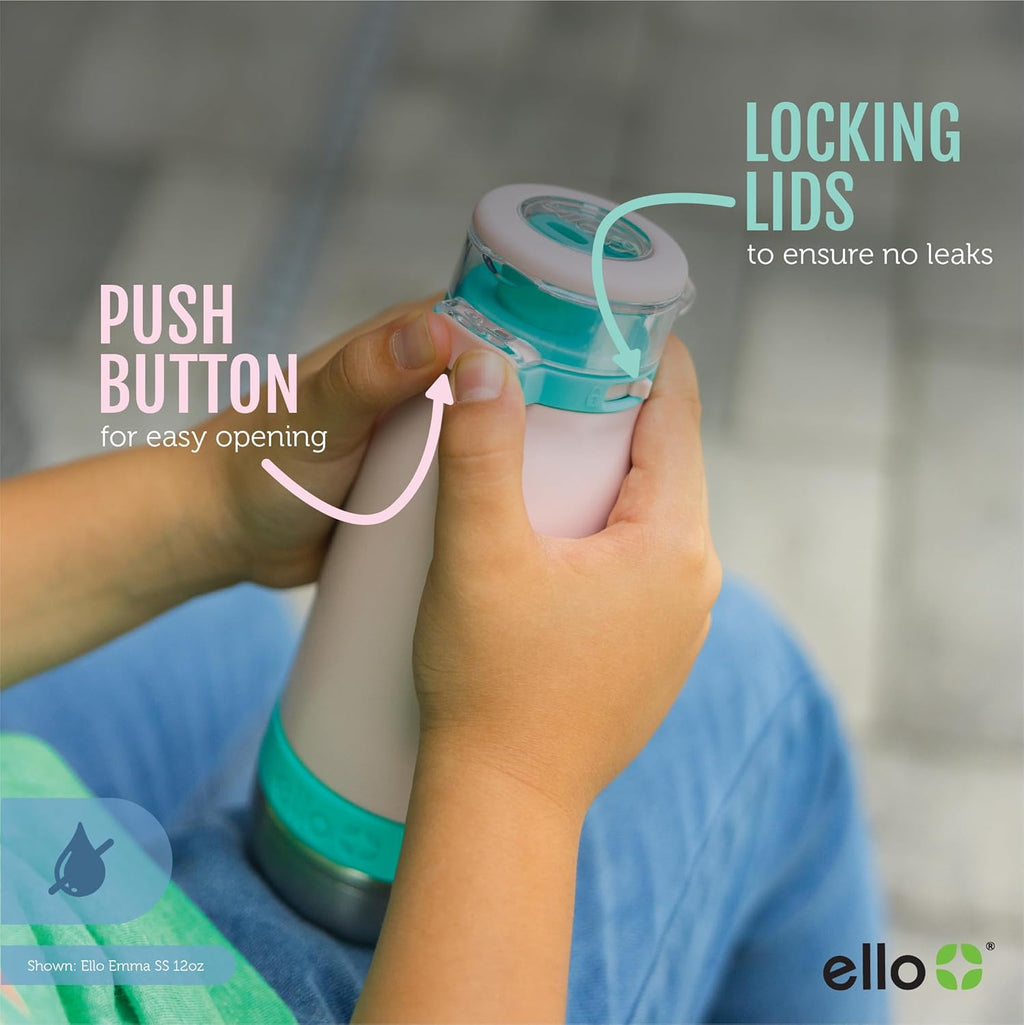 Ello Emma 14oz Insulated Stainless Kids Water Bottle with Straw, Lilac/Cashmere