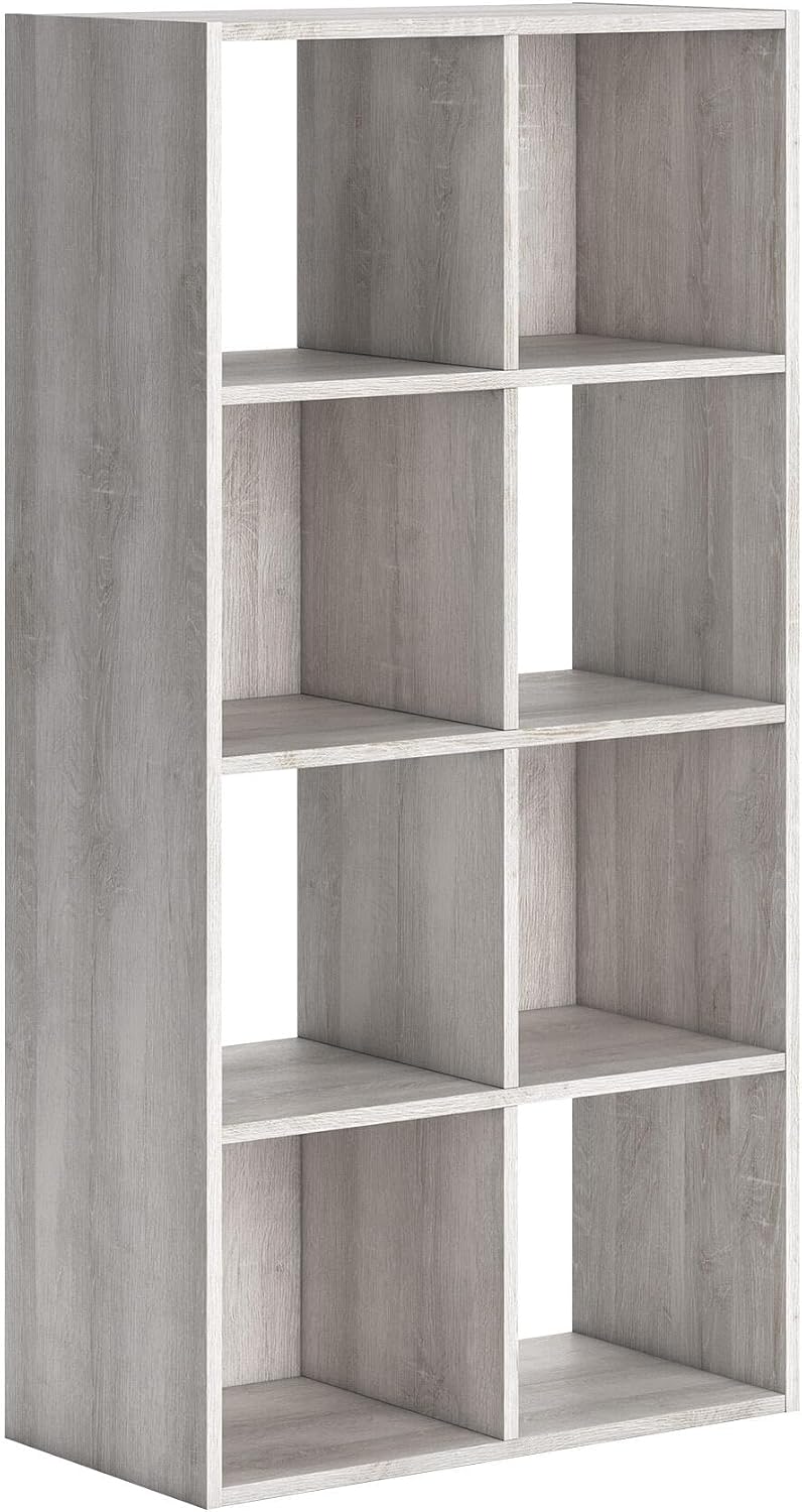 Signature Design by Ashley 8 Cube Storage Organizer Bookcase, Whitewash | Vertical or horizontal setup, Sturdy engineered wood (MDF/particleboard/plywood) and decorative laminate, Paxberry Series