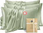 Bedsure Satin Pillowcases Queen Set of 2, Similar to Silk Pillow Cases Pink