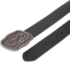 Levi’s Men’s Leather Jean Belt with Removable Plaque Buckle, Western‑Style Cowboy Belt for Everyday Wear