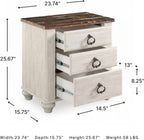 Signature Design by Ashley Willowton 2 Drawer Nightstand, Whitewash | Engineered wood construction, Whitewash finish, Dual USB charging ports, Smooth-gliding drawers, Tall nightstand