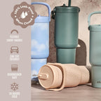 Ello Oasis Go+ 26oz Insulated Stainless Steel Tumbler with Straw, Wild Dot
