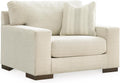 Signature Design by Ashley Oversized Accent Chair and a Half, Birch Beige | Plush textured polyester chenille with track arms, Sag-resistant platform foundation, Reversible cushions, Maggie Series