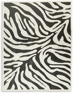 Signature Design by Ashley Thomwith Contemporary Indoor Washable Zebra Design 8 x 10 Rug with Non Slip Backing, Black & White