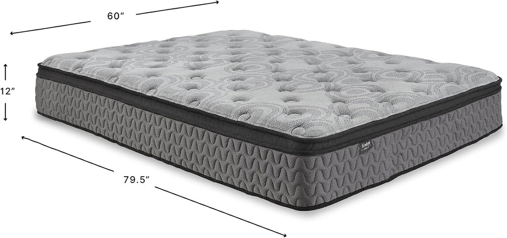 Signature Design by Ashley 12 Inch Medium Firm Hybrid Mattress Queen, Gray
