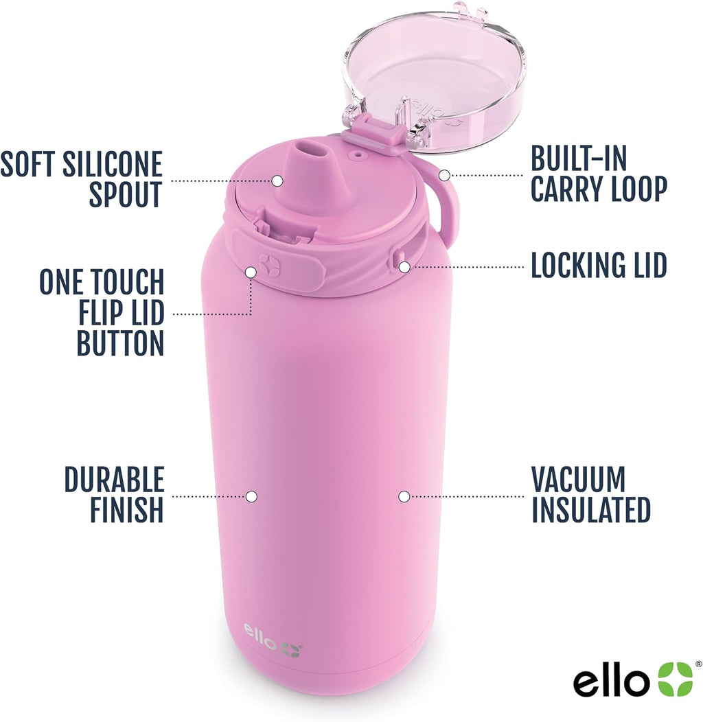 Ello Cooper 22oz Insulated Stainless Steel Water Bottle with Straw, Bubble
