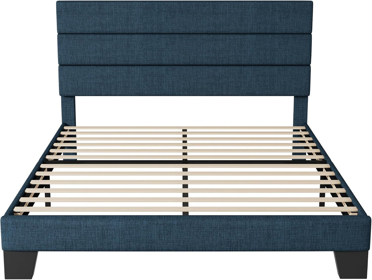 Allewie Queen Size Platform Bed Frame with Fabric Upholstered Headboard