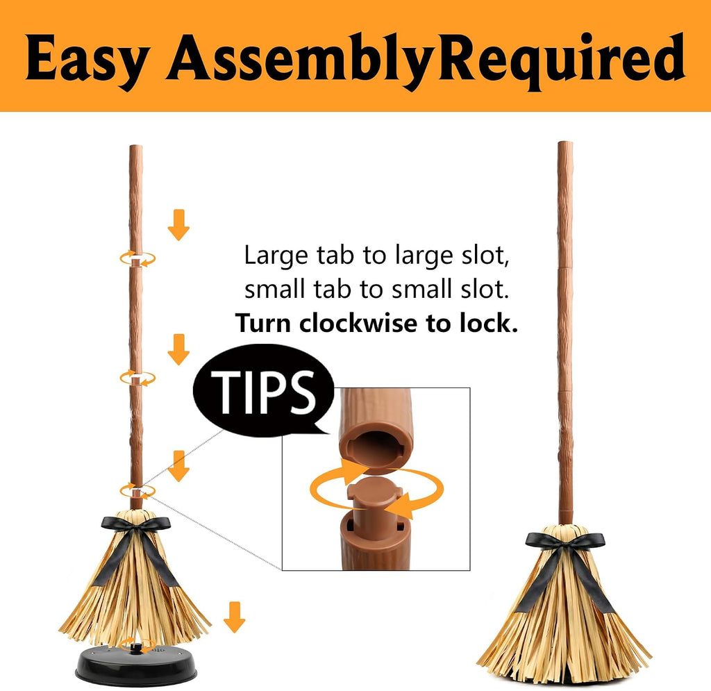 Halloween Decorations Indoor - 49" Animated Floating Lighted Witch Broom