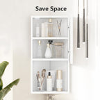3 Shelves Corner Bathroom Mirror Cabinet,Wall Mounted Bathroom Cabinet