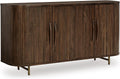 Signature Design by Ashley Mango Wood Accent Cabinet with Doors, Sideboard | Heavyweight construction in rich dark brown, Elegant vertical fluting, Curved sides, Wire management, Amickly Series