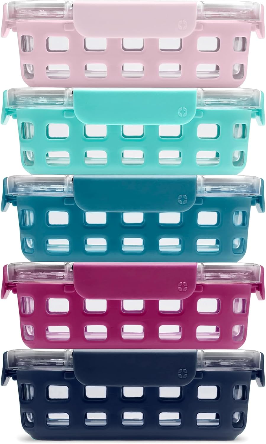 Ello Duraglass 3.4 Cup Glass Meal Prep Containers, 10 Pc, 5 Pack, Orchard