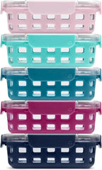 Ello Duraglass 3.4 Cup Glass Meal Prep Containers, 10 Pc, 5 Pack, Orchard