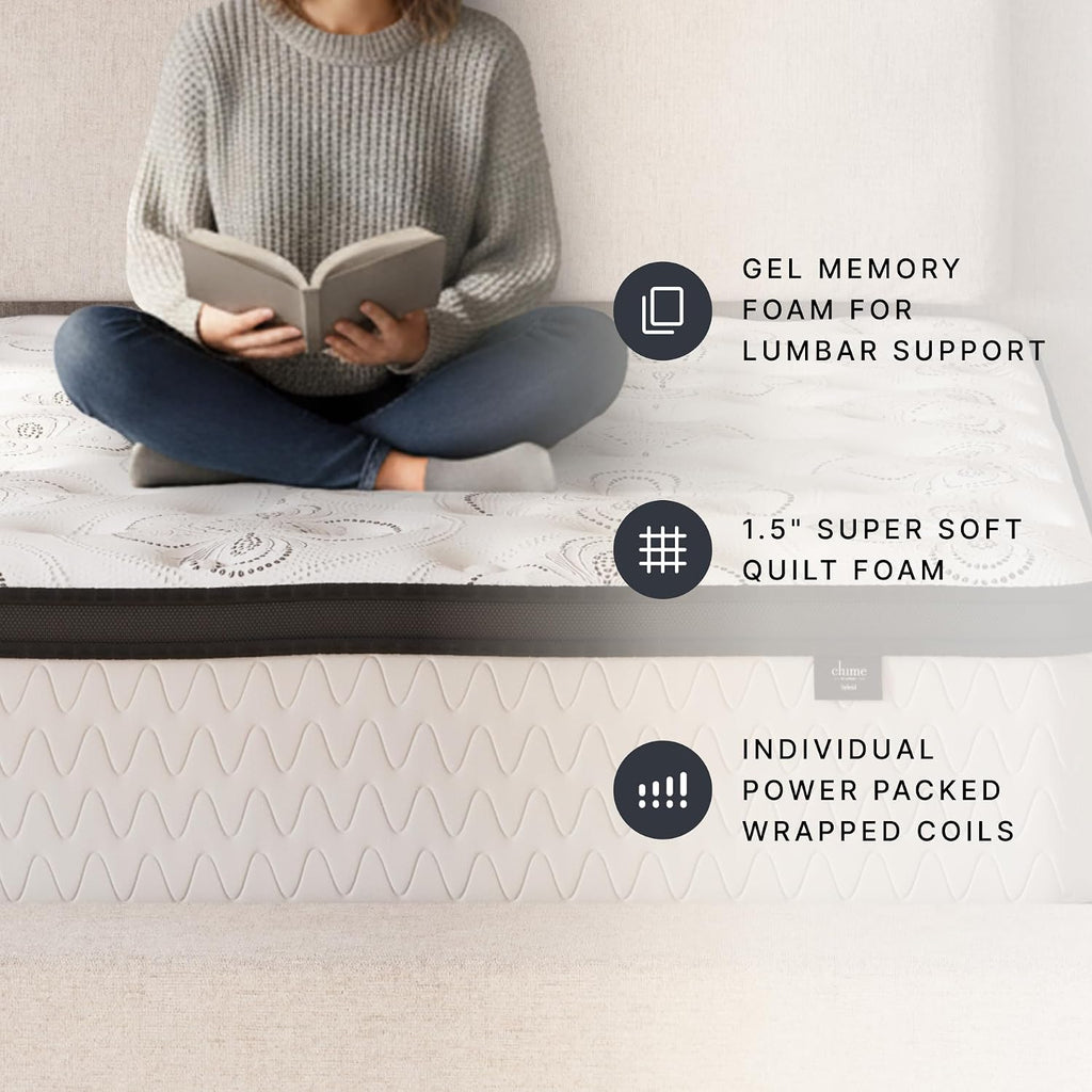Signature Design by Ashley 12 Inch Hybrid King Mattress in a Box | Medium Firm comfort with CertiPUR-US certified gel memory foam, Pocketed coils for low motion transfer, Chime Series