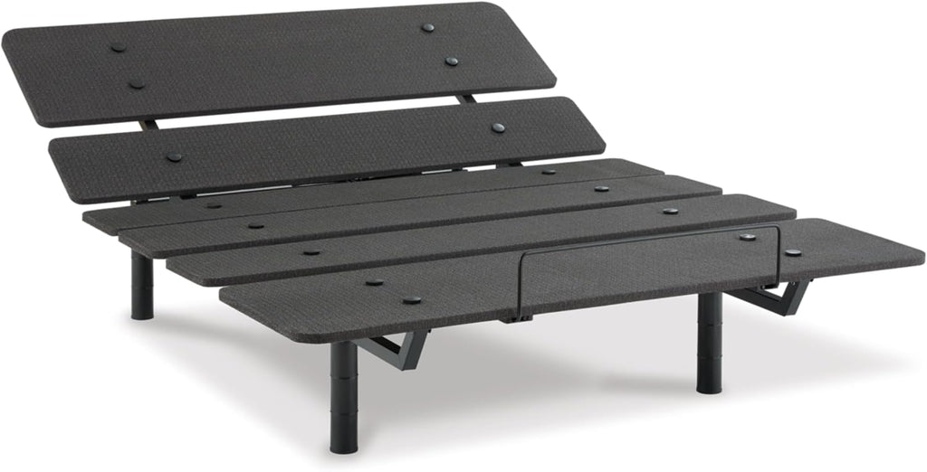 Signature Design by Ashley King Adjustable Base Bed Frame, Black | King size adjustable bed base with dual USB ports and wireless remote, Estimated 15-minute assembly, Cosmic Power Base