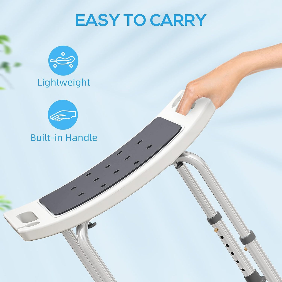 HOMCOM Shower Chair Height-Adjustable Bath Stool for Elderly Grey