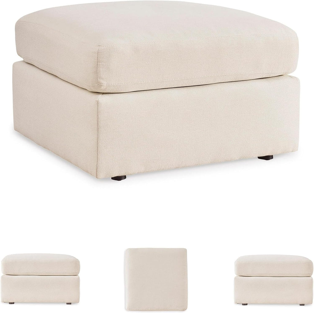Signature Design by Ashley Modmax Square Oversized Accent Ottoman, Oyster | Stain-resistant Next-Gen Nuvella polyester, Durable reinforced frame, 32-inch square design for coffee table use