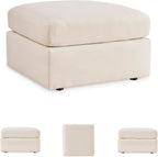 Signature Design by Ashley Modmax Square Oversized Accent Ottoman, Oyster | Stain-resistant Next-Gen Nuvella polyester, Durable reinforced frame, 32-inch square design for coffee table use