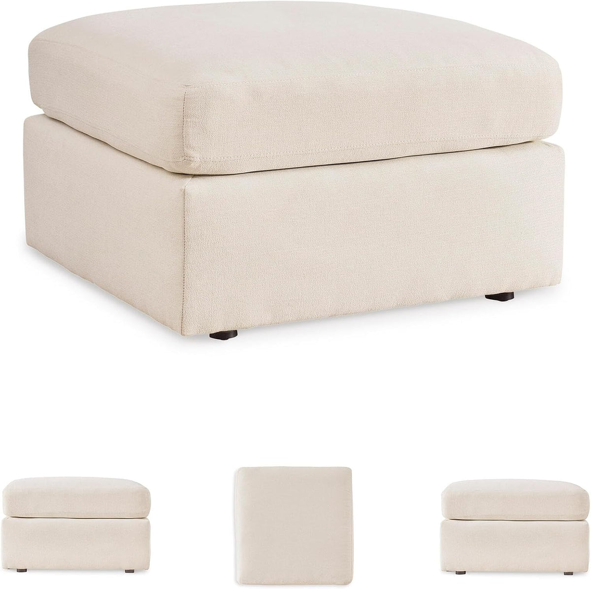 Signature Design by Ashley Modmax Square Oversized Accent Ottoman, Oyster | Stain-resistant Next-Gen Nuvella polyester, Durable reinforced frame, 32-inch square design for coffee table use