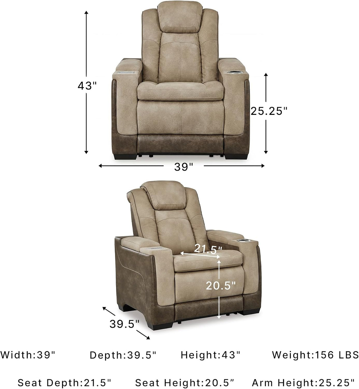 Signature Design by Ashley Zero Gravity Power Recliner Chair, Sand | Easy to clean water resistant performance fabric, Wall hugger power recliner, Living room chairs, Next-Gen Durapella Series