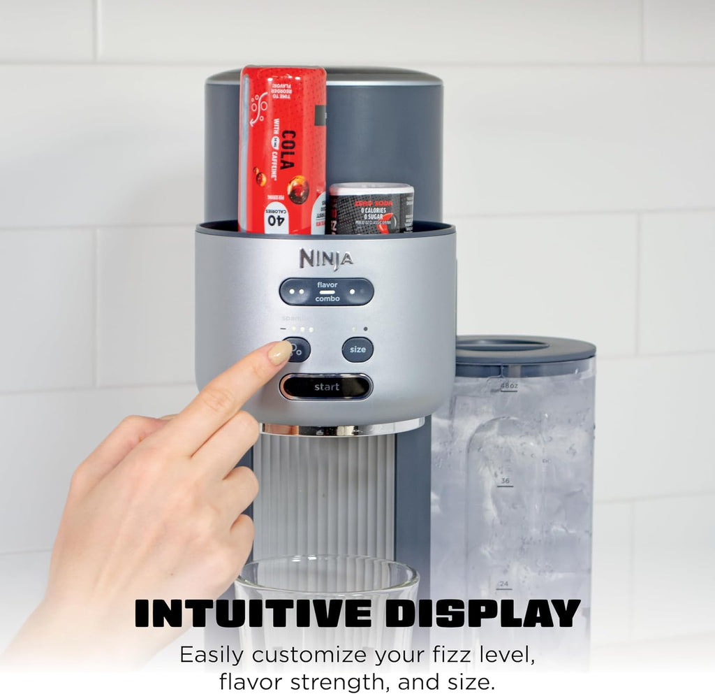 Ninja Thirsti Ultimate Drink System, Soda Maker, Cyberspace, WC3001BL2 | Still or Sparkling, Create fountain-fresh drinks with 20+ zero or low-calorie flavors, Customize your fizz and flavor