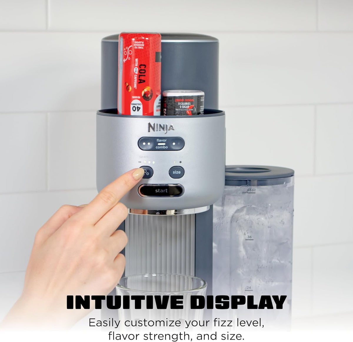 Ninja Thirsti Ultimate Drink System, Soda Maker, Cyberspace, WC3001BL2 | Still or Sparkling, Create fountain-fresh drinks with 20+ zero or low-calorie flavors, Customize your fizz and flavor