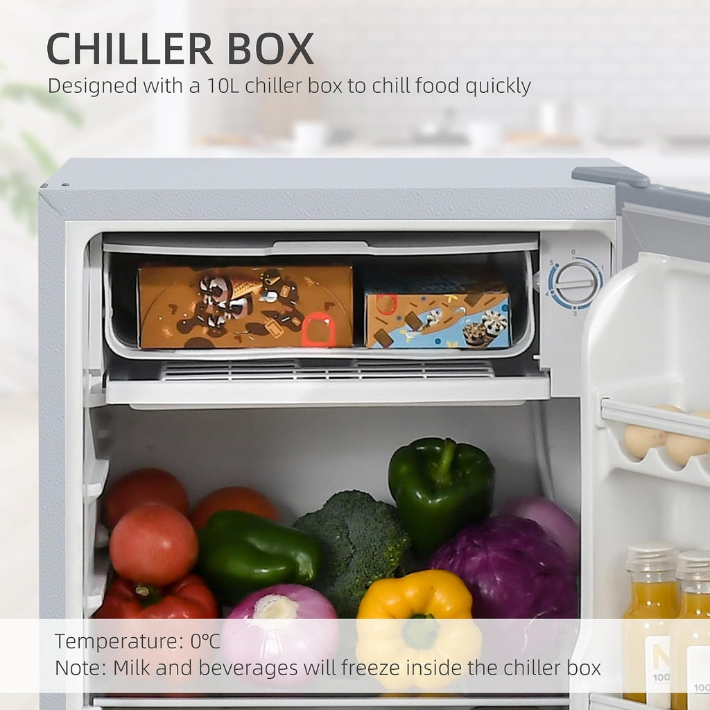 HOMCOM Under Counter Fridge 91L Small Fridge with Chiller Grey