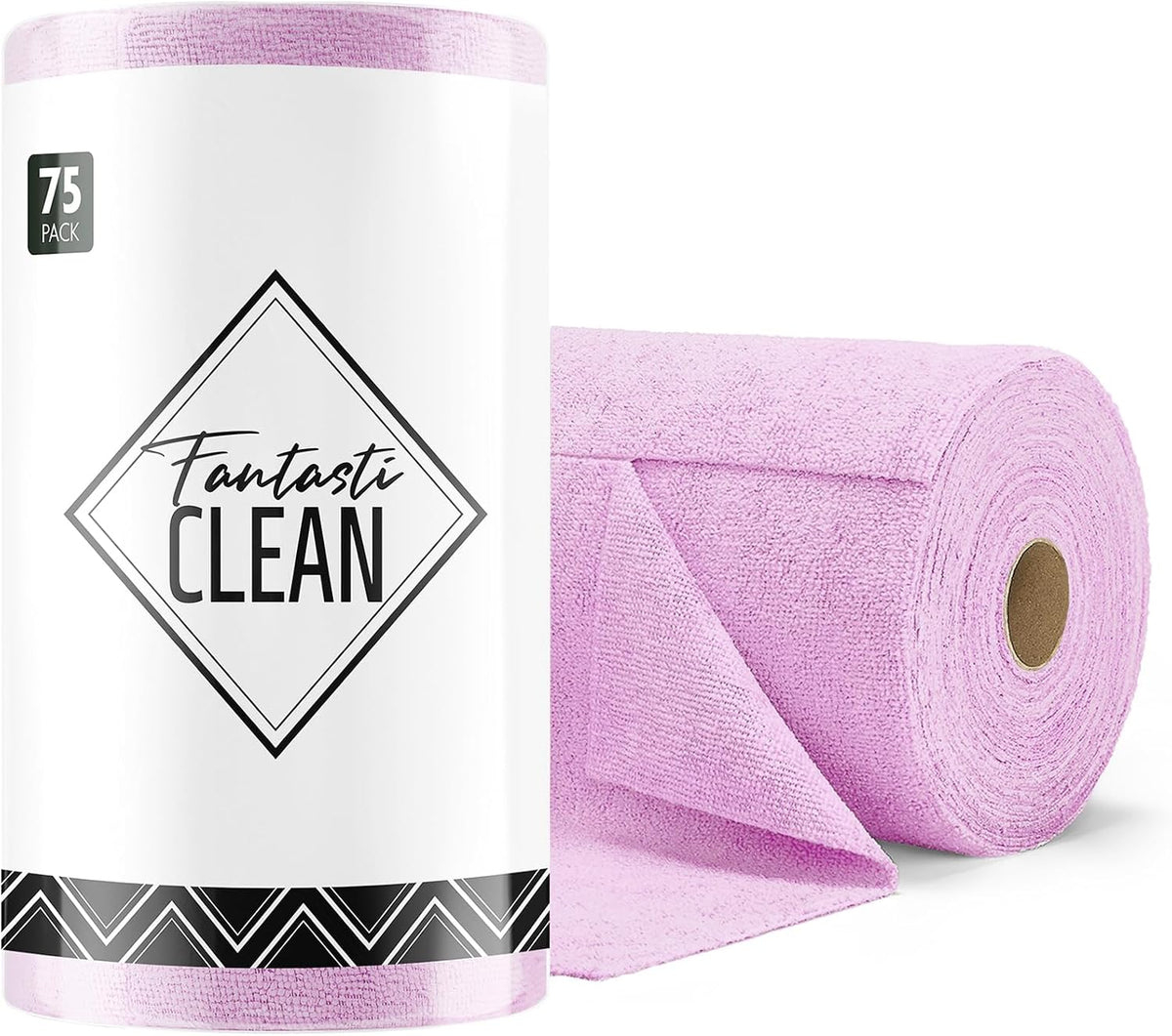 Fantasticlean Microfiber Cleaning Cloth Roll -75 Pack, 12" x 12" (Pink)