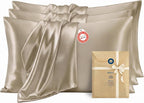 Bedsure Satin Pillowcases Queen Set of 2, Similar to Silk Pillow Cases Pink