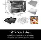 Ninja Double Oven, 12-in-1, FlexDoor, Stainless Steel, DCT401 | FlavorSeal, Smart Finish, Air fry, bake, broil, roast, toast, pizza, fits 6 lbs wings