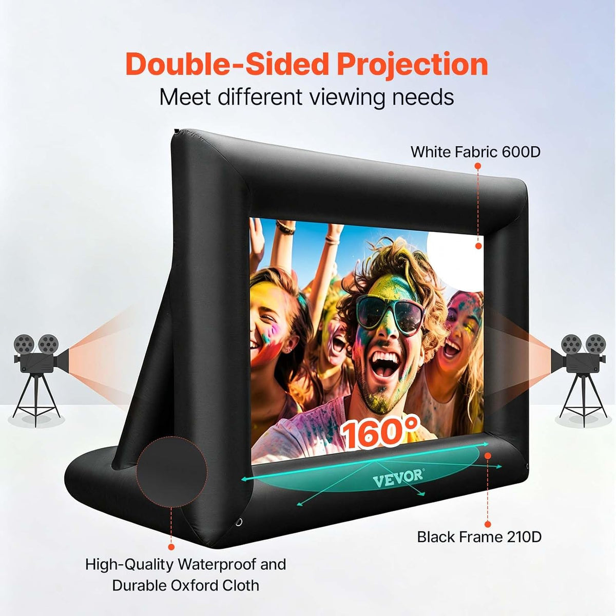 VEVOR Inflatable Projector Screen for Outdoor Use with 350W Air Blower