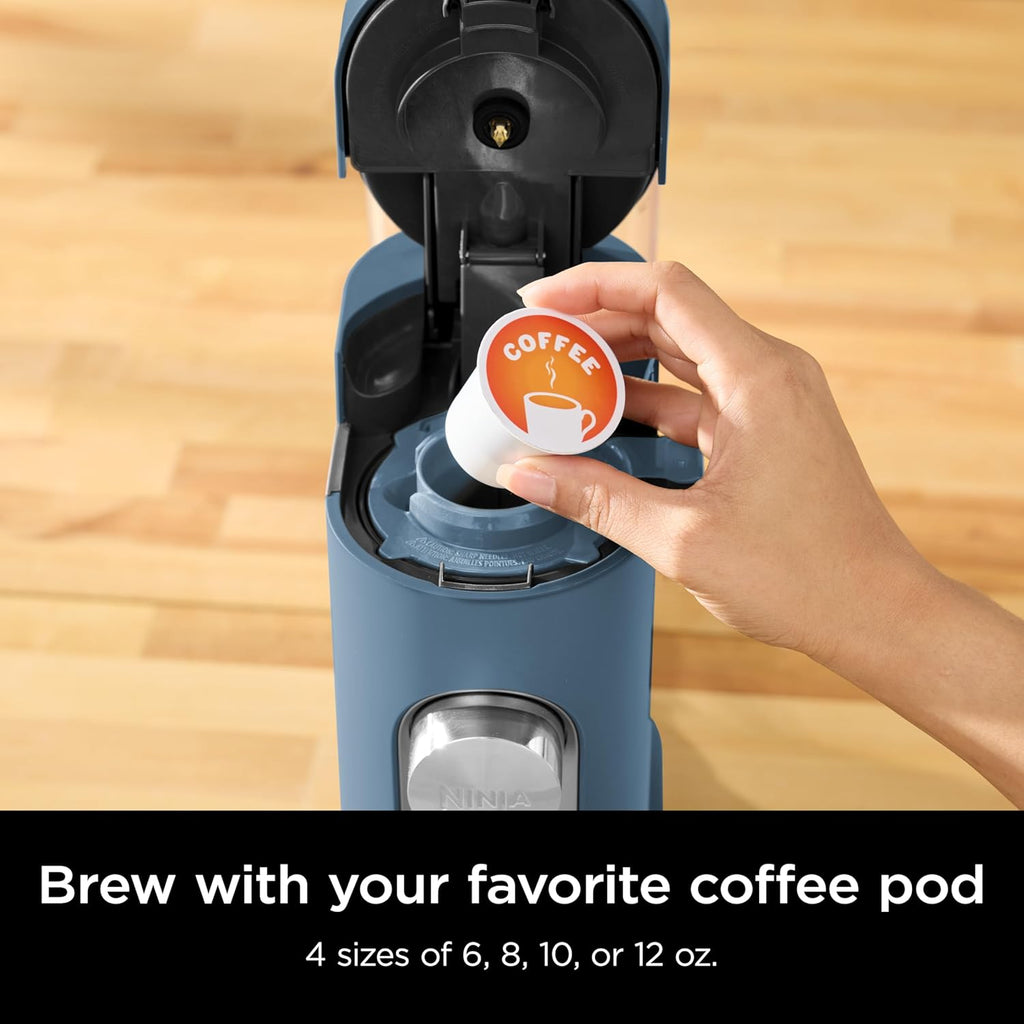 Ninja Pods & Grounds Iced Coffee Maker, K-Cup Pod Compatible, Blue, PB041BL | Single-Serve, Brews Grounds, Compact Design, 56-oz. Reservoir, 6-oz. Cup to 24-oz. Travel Mug Brew Sizes
