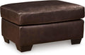 Signature Design by Ashley Santorine Contemporary Leather and Faux Leather Rectangular Ottoman, Top Grain Cushion, Rectangular Footrest and Coffee Table for Living Room, 34" W, Dark Brown