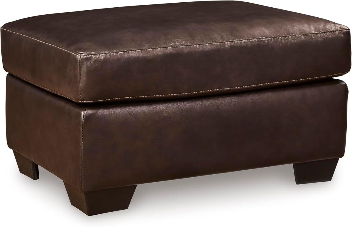 Signature Design by Ashley Santorine Contemporary Leather and Faux Leather Rectangular Ottoman, Top Grain Cushion, Rectangular Footrest and Coffee Table for Living Room, 34" W, Dark Brown