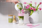 Ello Ava 18oz Glass Tumbler with Straw and Lid for Iced Coffee,Pink Orchard