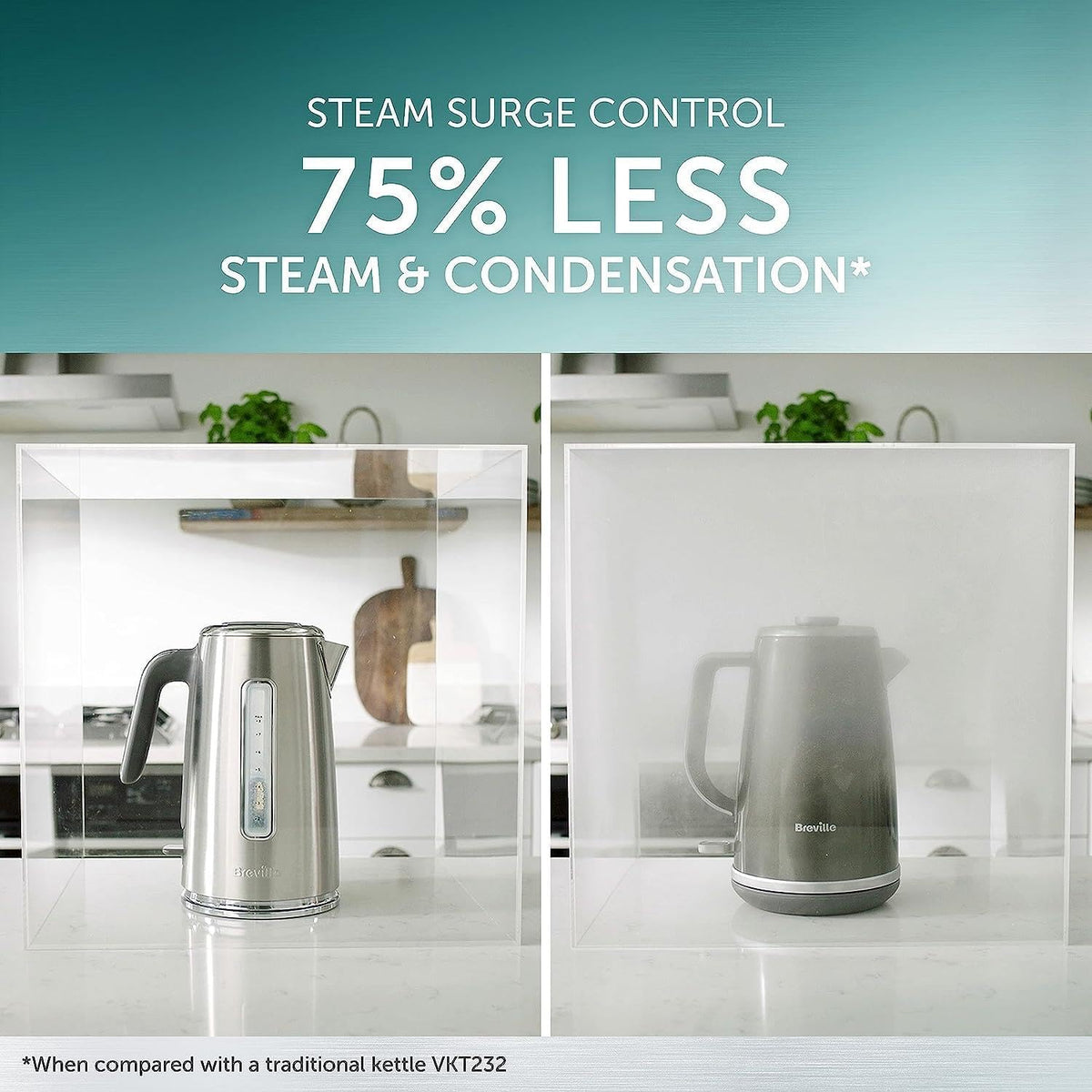Breville Edge Low Steam Kettle | 1.7L | 3kW Fast & Quiet Boil Kettle | Energy Efficient | Brushed Stainless Steel [VKT236]