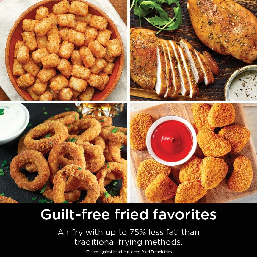 Ninja Air Fryer DoubleStack, 8 Qt, 6-in-1, Black, SL201 | Air fry, broil, roast, bake, reheat, dehydrate, Cooks 4 foods at once, Smart Finish, Match Cook