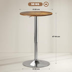 HOMCOM Round Bar Table 360 Degree Swivel Adjustable Height Rustic Brown
